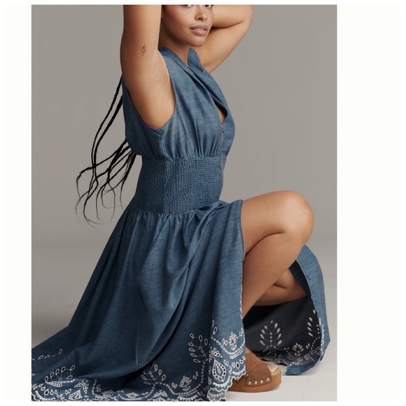 NWT Anthropologie The Tommie Denim Eyelet Trim Dress, M - Picture 6 of 13